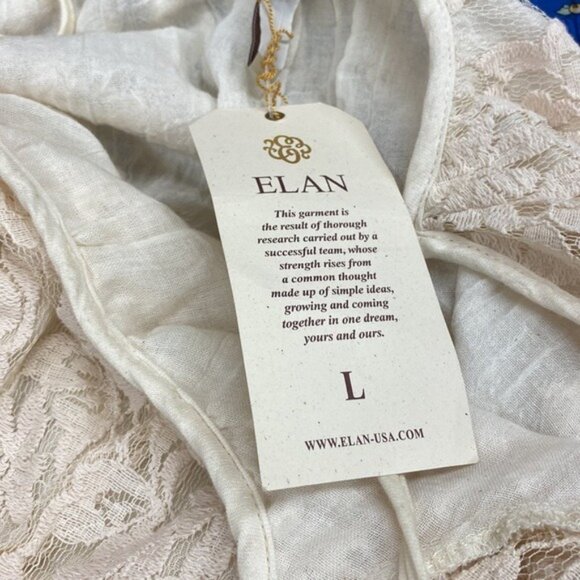 Cream Lace Off-Shoulder Layered Dress With Flared Sleeves L By Elan NWT - Picture 4 of 4